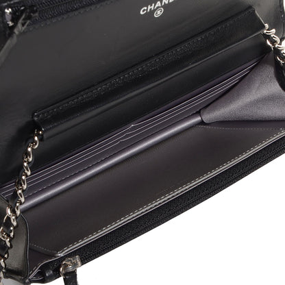 Chanel Lambskin Camellia Wallet on Chain WOC Black 5 of 9