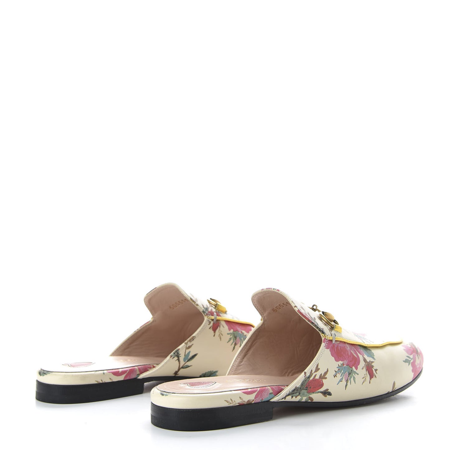 Calfskin Stamp Allover Rose Princetown Slippers 36 Ivory Multicolor