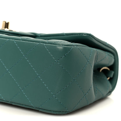 Chanel Lambskin Quilted Mini Rectangular Flap Dark Green 11 of 12