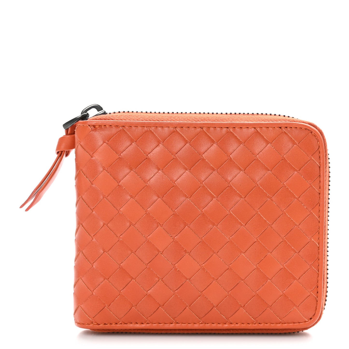 Nappa Intrecciato Zip Around Compact Wallet Brique