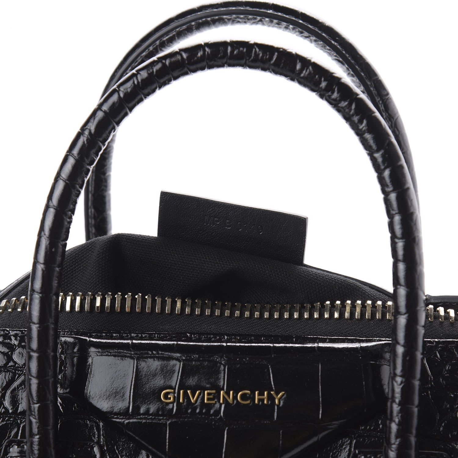 Givenchy Calfskin Crocodile Embossed Small Antigona Black 9 of 11