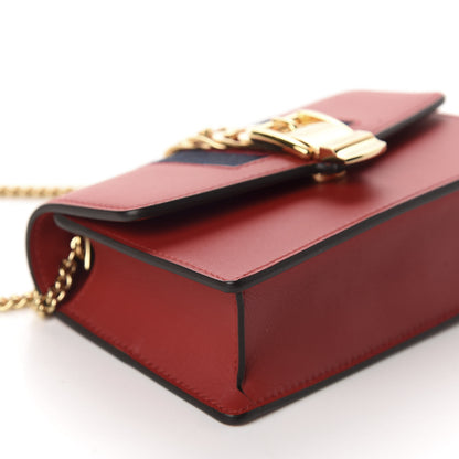 Gucci Calfskin Super Mini Sylvie Chain Shoulder Bag Hibiscus Red 6 of 10
