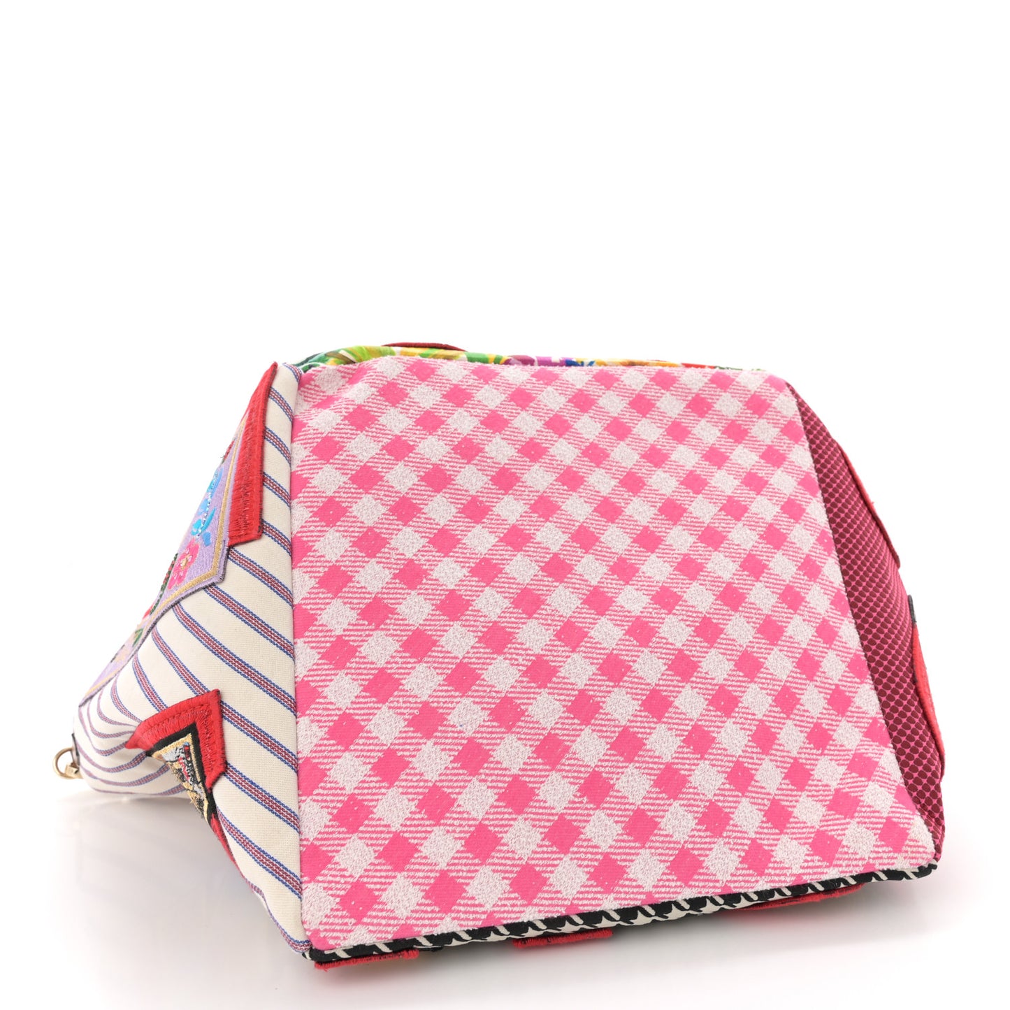 Canvas Embroidered Calfskin Caracaba Tote Multicolor