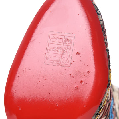 Christian Louboutin Mesh Guipure Wax Lace Calfskin Embossed Miss Tennis 100 Ankle Boots 39.5 Multicolor 7 of 9