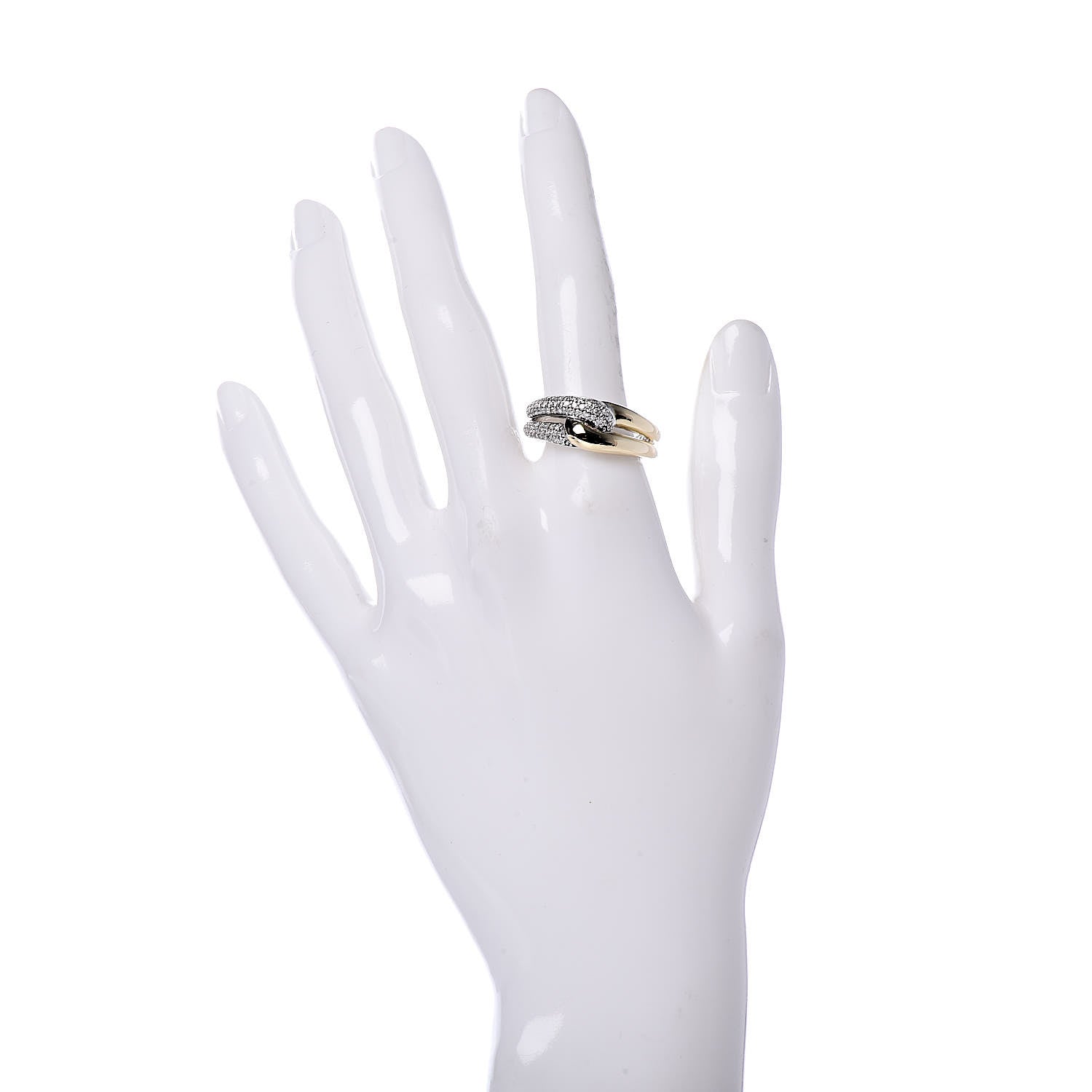 David Yurman Sterling Silver 18K Yellow Gold Diamond Pave Single Loop Labyrinth Ring 56 7.75 2 of 5