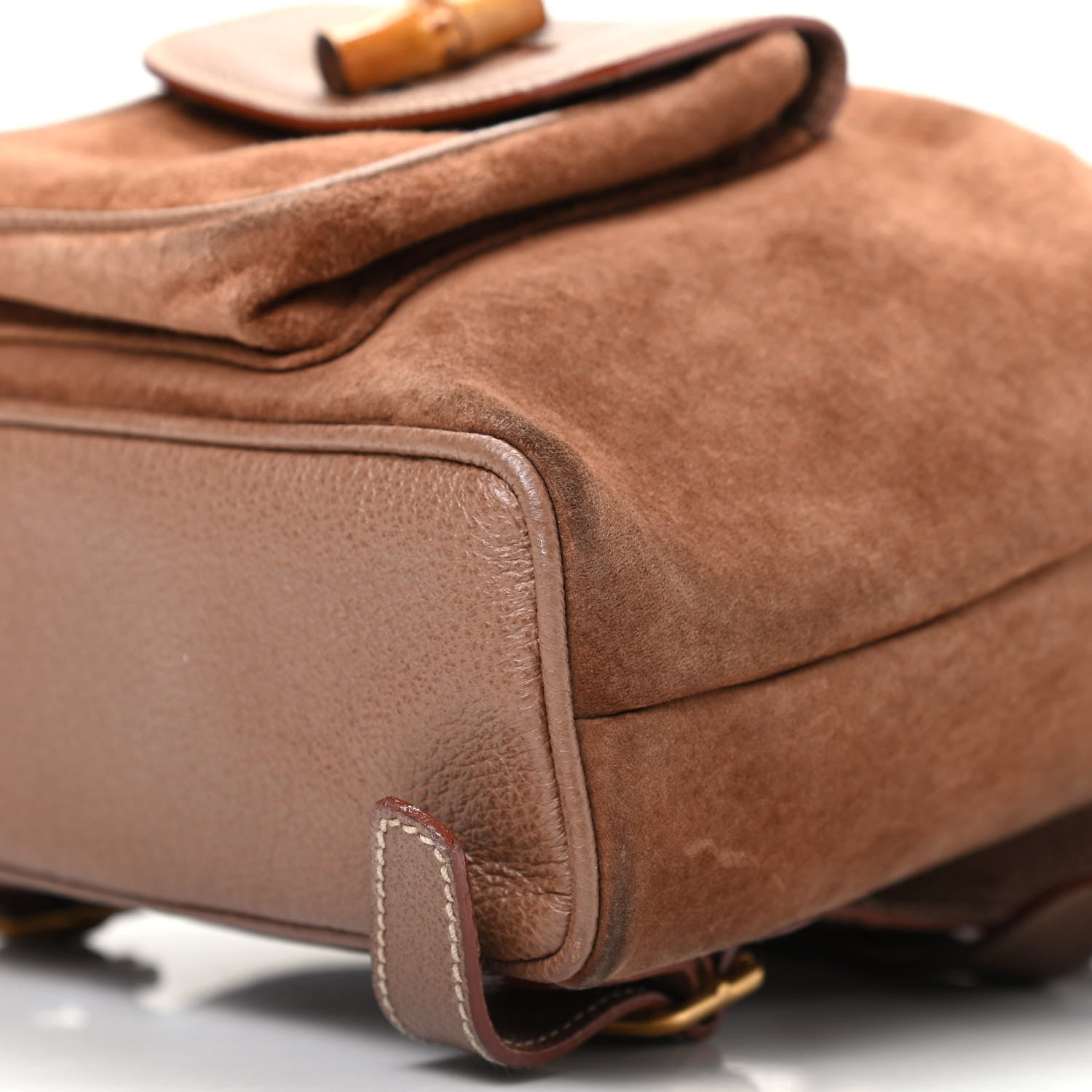 Gucci Suede Calfskin Bamboo Backpack Brown 7 of 10