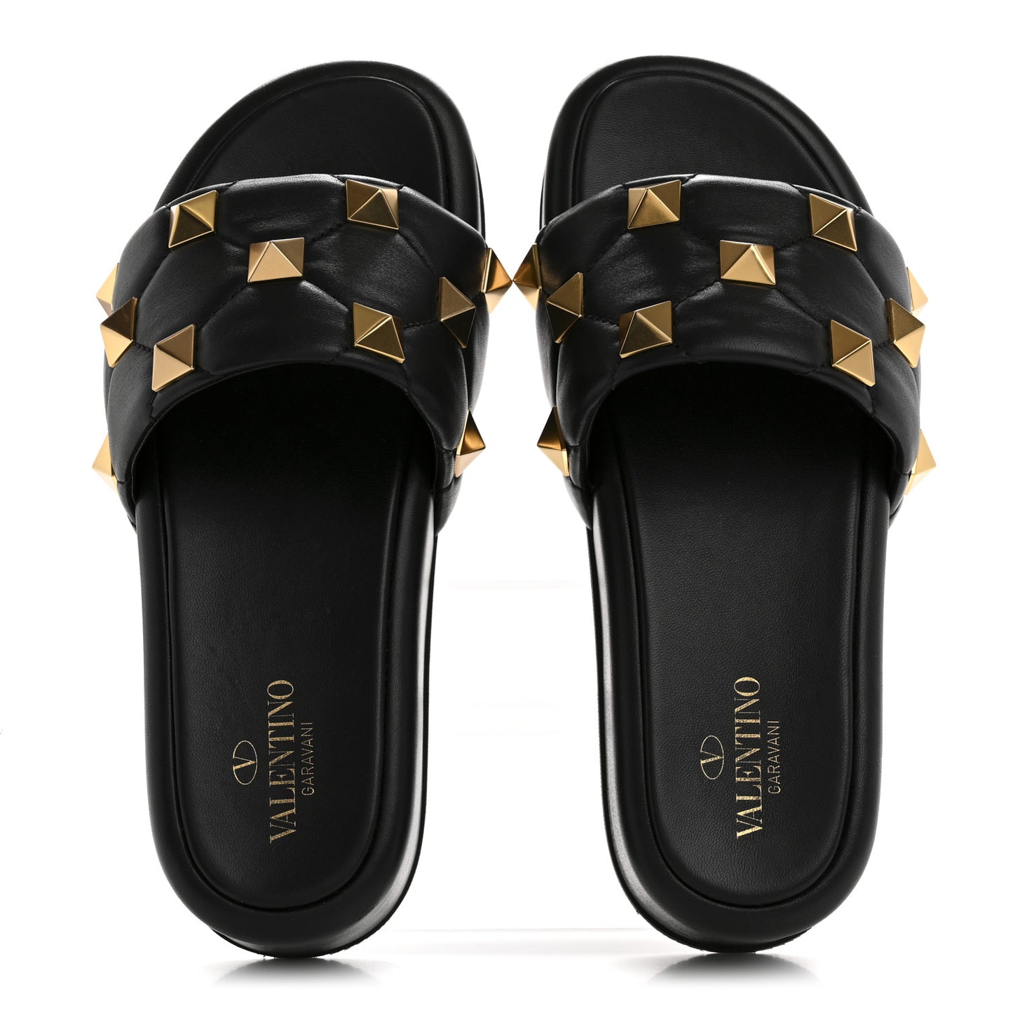 Nappa Roman Stud 30/50mm Platform Slide Sandals 37.5 Black