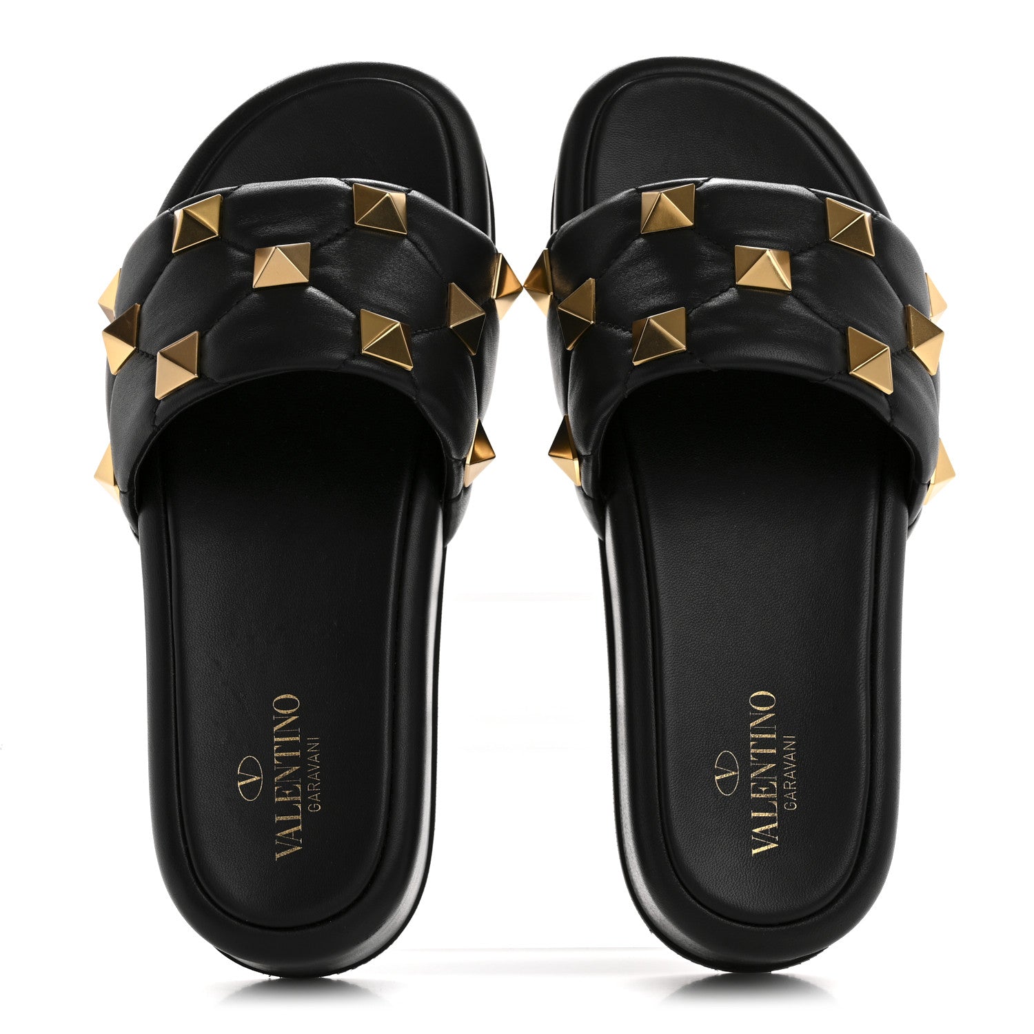 Valentino Garavani Nappa Roman Stud 30/50mm Platform Slide Sandals 37.5 Black 2 of 9