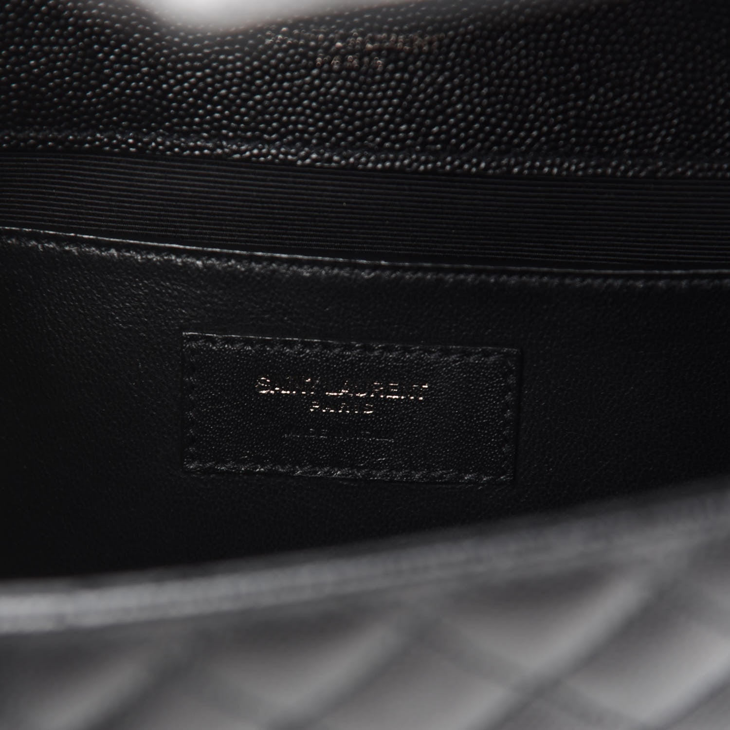 Saint Laurent Grain De Poudre Textured Mixed Matelasse Triquilt Medium Monogram Satchel Black 8 of 10