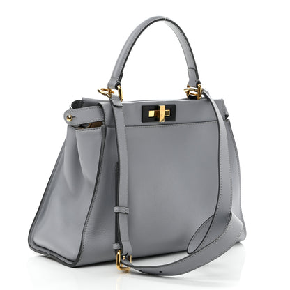 Fendi Vitello Seta Shiny Nappa Medium Peekaboo Iconic Satchel Ardesia Amido 3 of 11