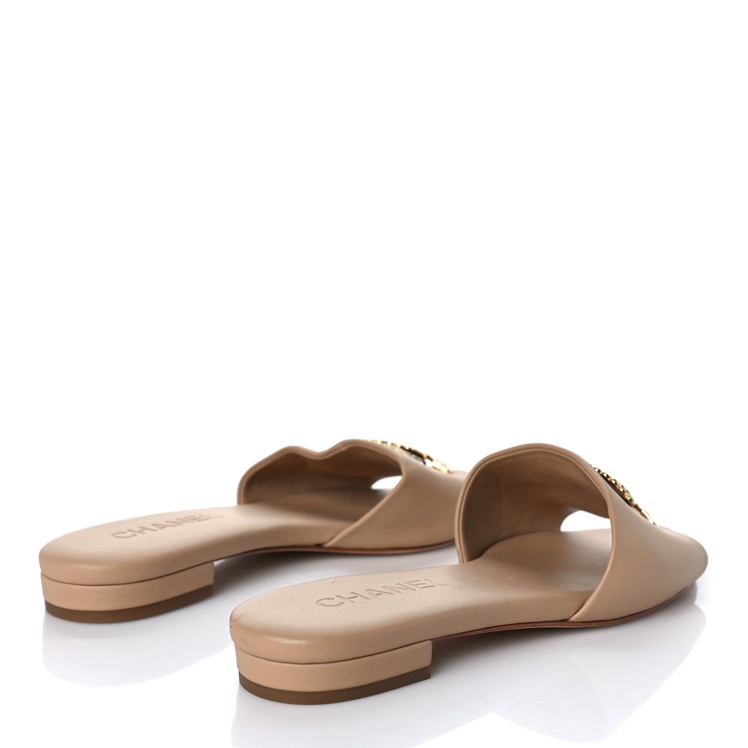 Chanel Lambskin Enamel CC Mules 36 Beige 3 of 13