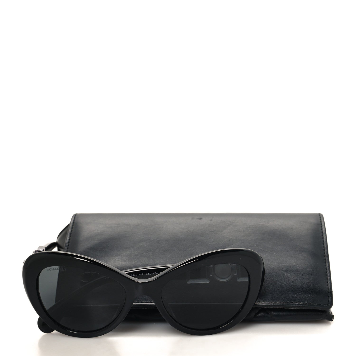 Chanel Acetate Glass Pearls Cat Eye Sunglasses 5443-H Black 7 of 7