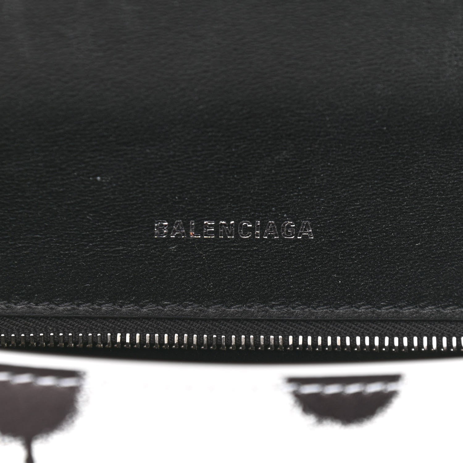 Balenciaga Smooth Calfskin Spray Polka Dot Small Hourglass Top Handle Bag White Black 6 of 10