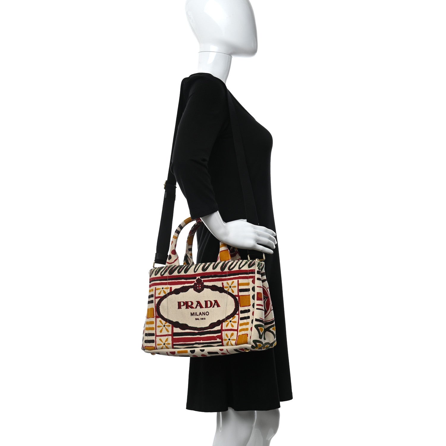 Prada Canapa Stampada Small Tote Multicolor 2 of 8