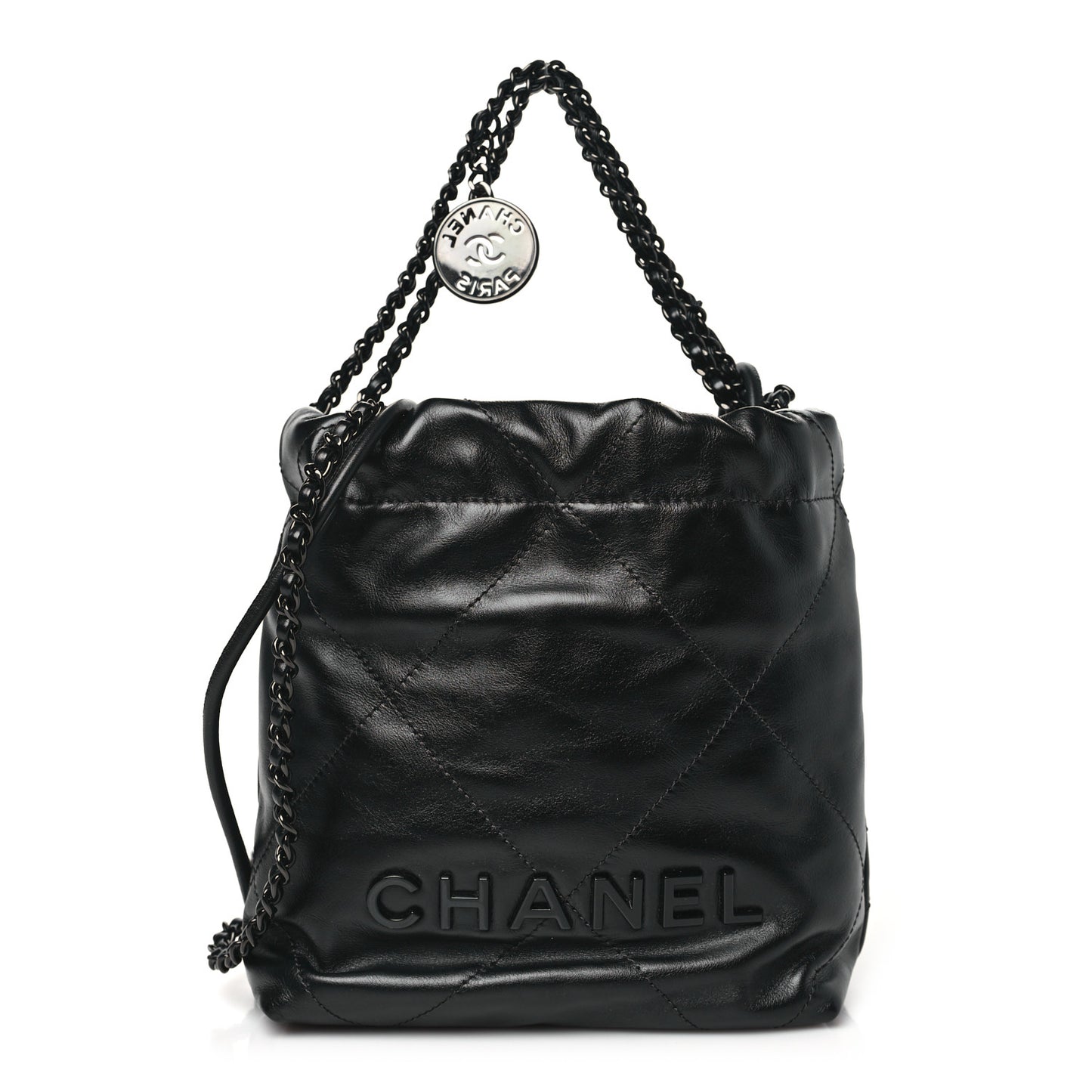 Shiny Calfskin Quilted Mini Chanel 22 So Black