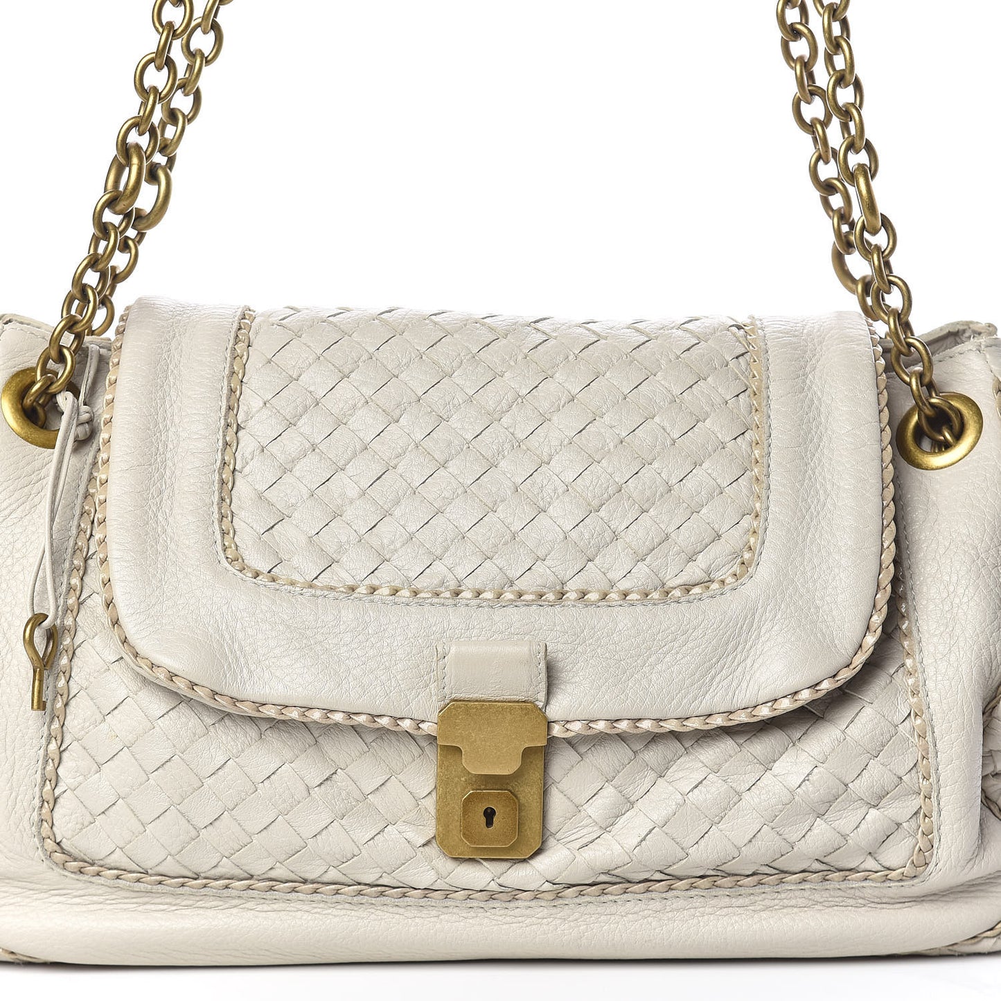 Nappa Intrecciato Napoli Shoulder Bag Cream