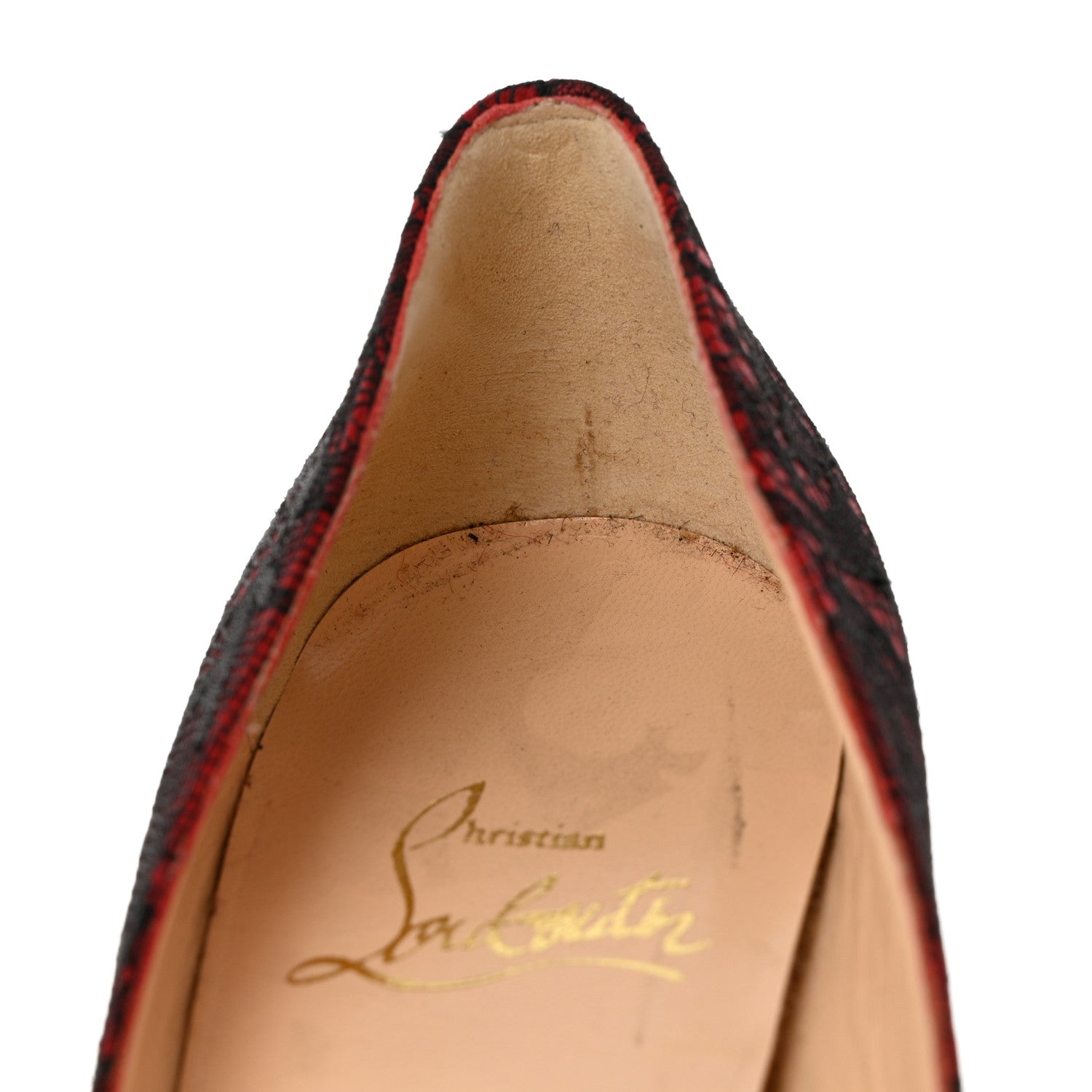 Christian Louboutin Lace Pigalle Follies 100 Pumps 38 Red 9 of 11
