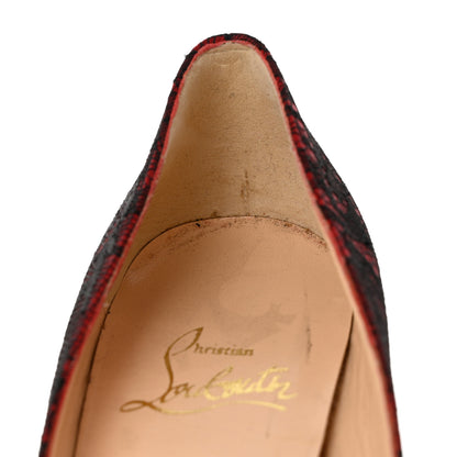 Christian Louboutin Lace Pigalle Follies 100 Pumps 38 Red 9 of 11