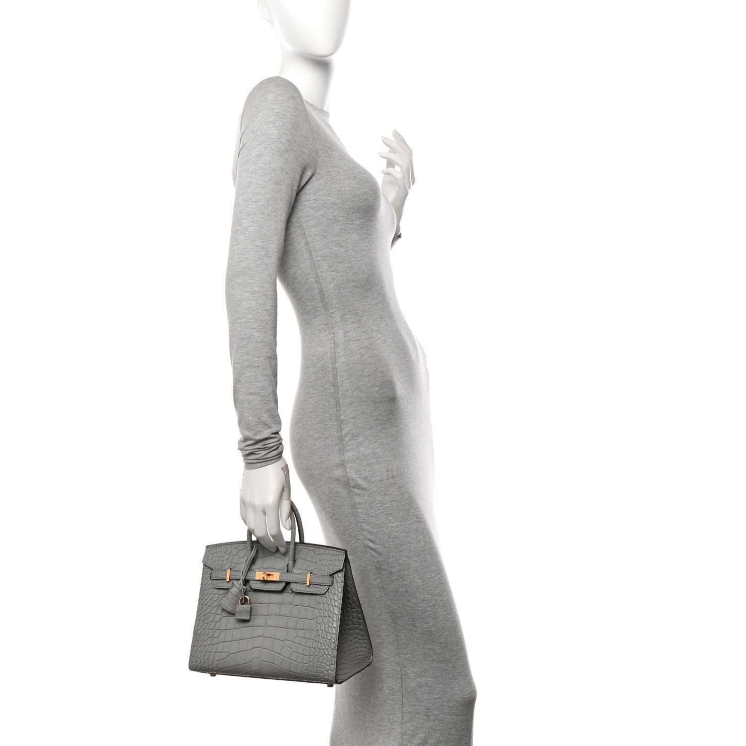 Hermes Matte Alligator Birkin Sellier 25 Gris Ciment 2 of 14