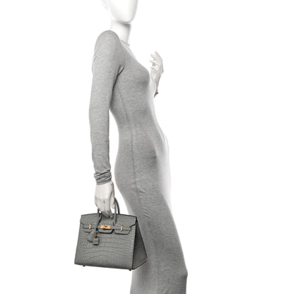 Hermes Matte Alligator Birkin Sellier 25 Gris Ciment 2 of 14