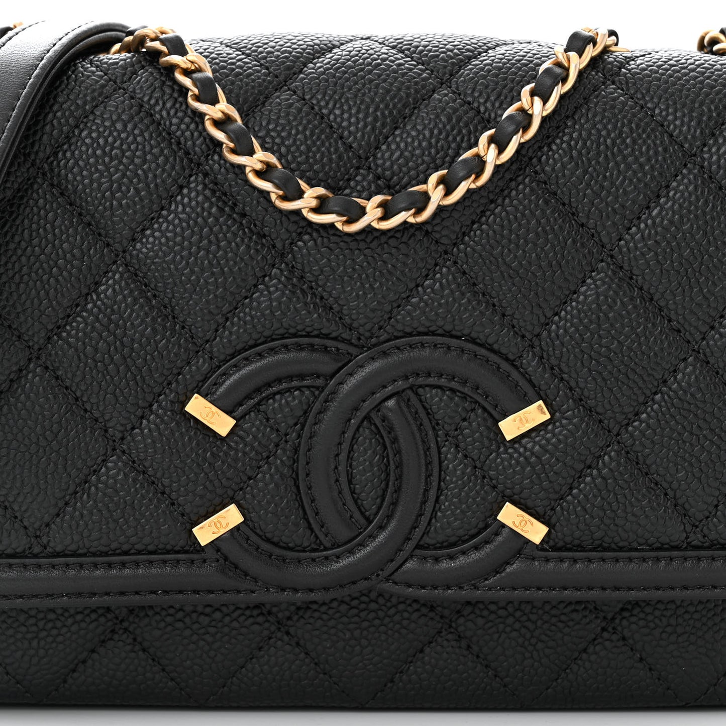 Caviar Quilted Small CC Filigree Flap Black