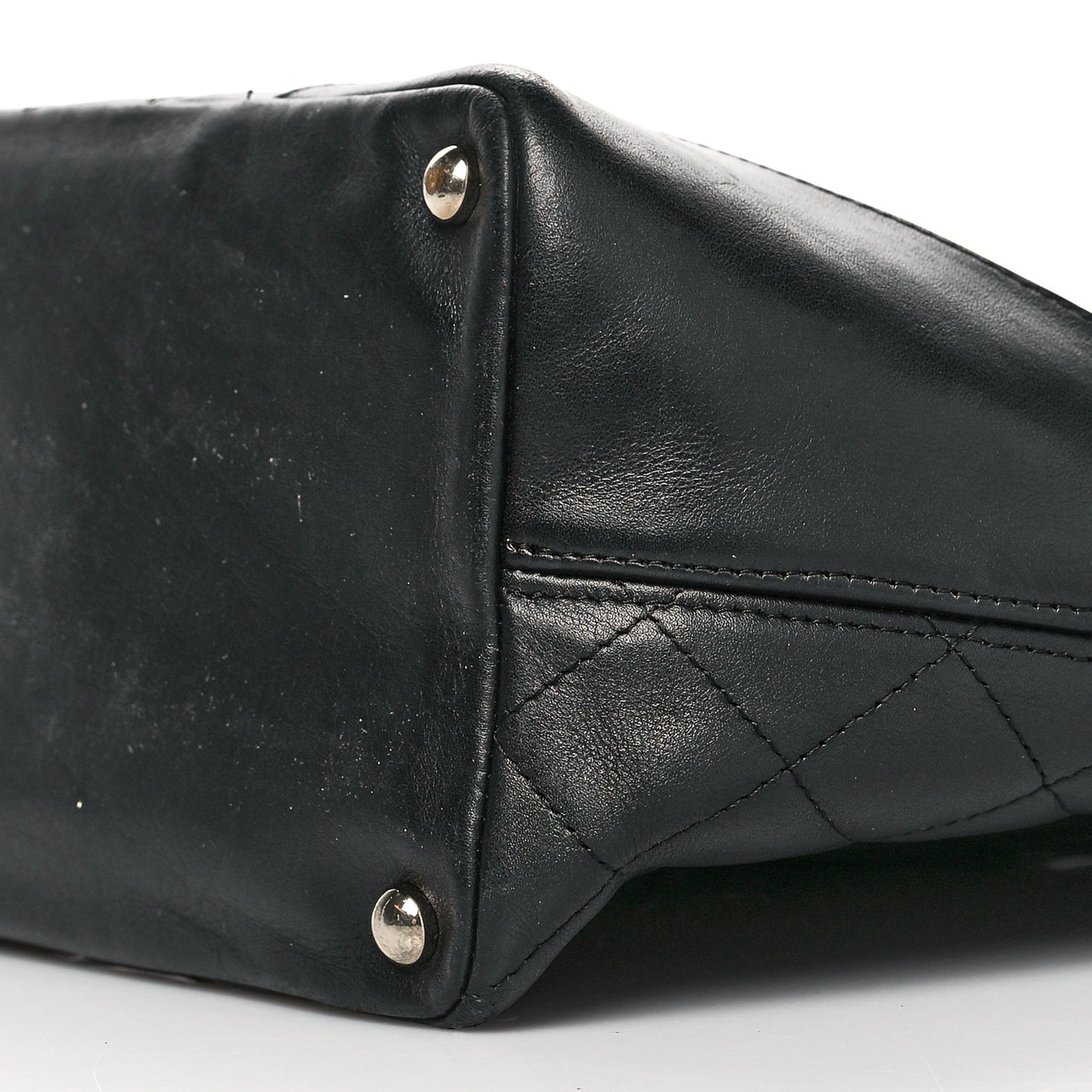 Calfskin Quilted Medium Cambon Tote Black White