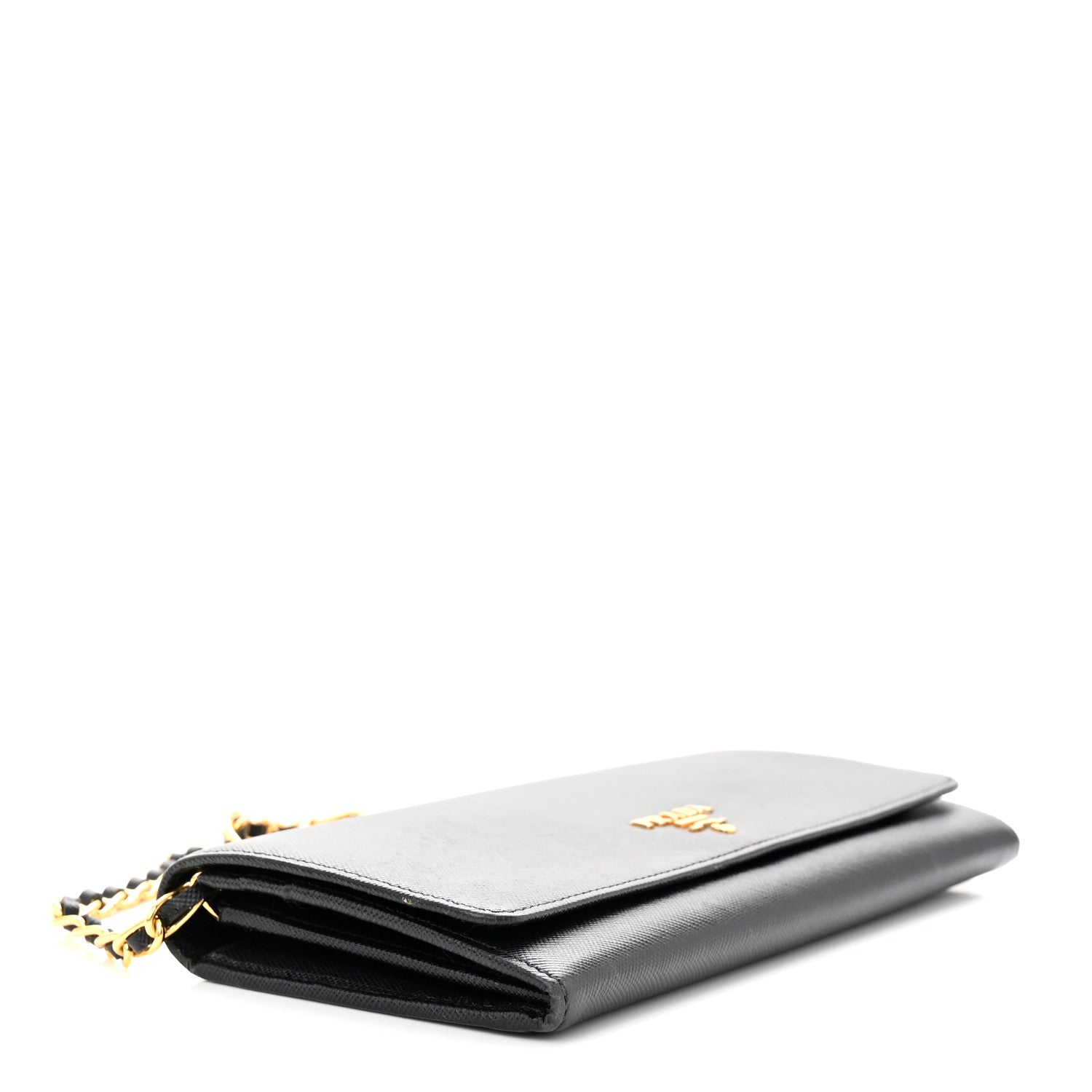 Prada Saffiano Metal Oro Chain Wallet Black 4 of 15