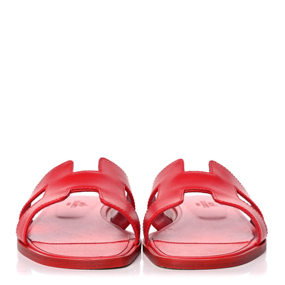 Hermes Calfskin Oran Sandals 35.5 Rouge Bali 2 of 10
