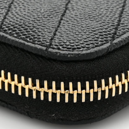 Saint Laurent Grain De Poudre Matelasse Chevron Monogram Zip Around Wallet Black 13 of 14