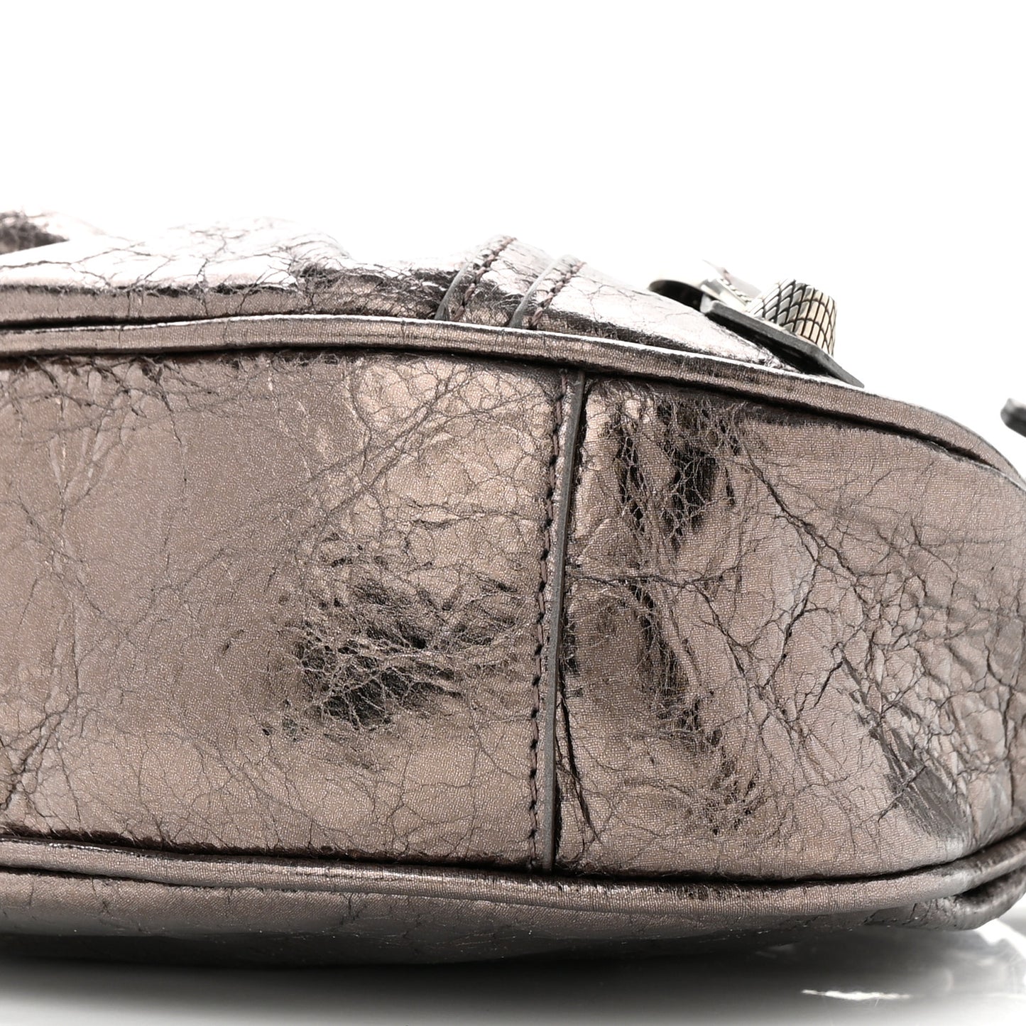 Metallic Agneau Arena Le Cagole Shoulder Bag XS Dark Bronze