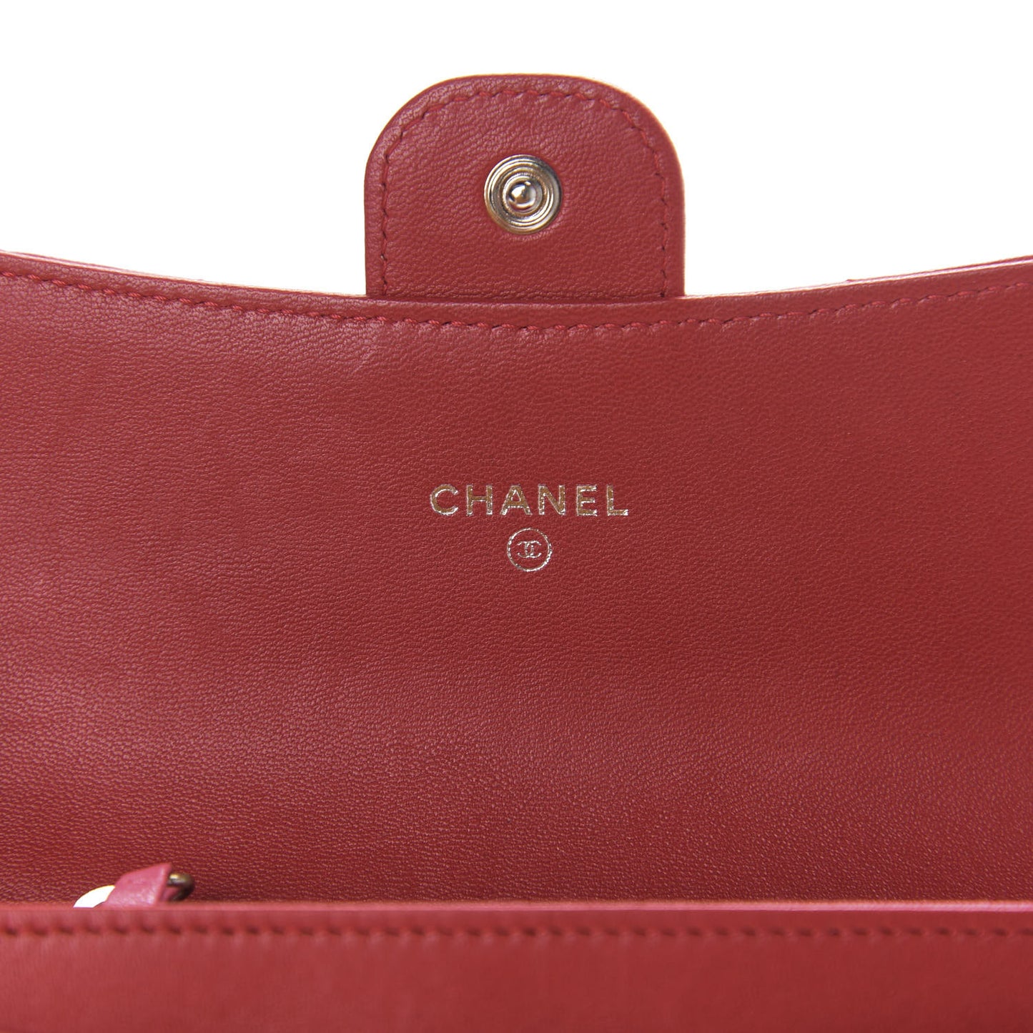 Lambskin Quilted Small Flap Wallet Red