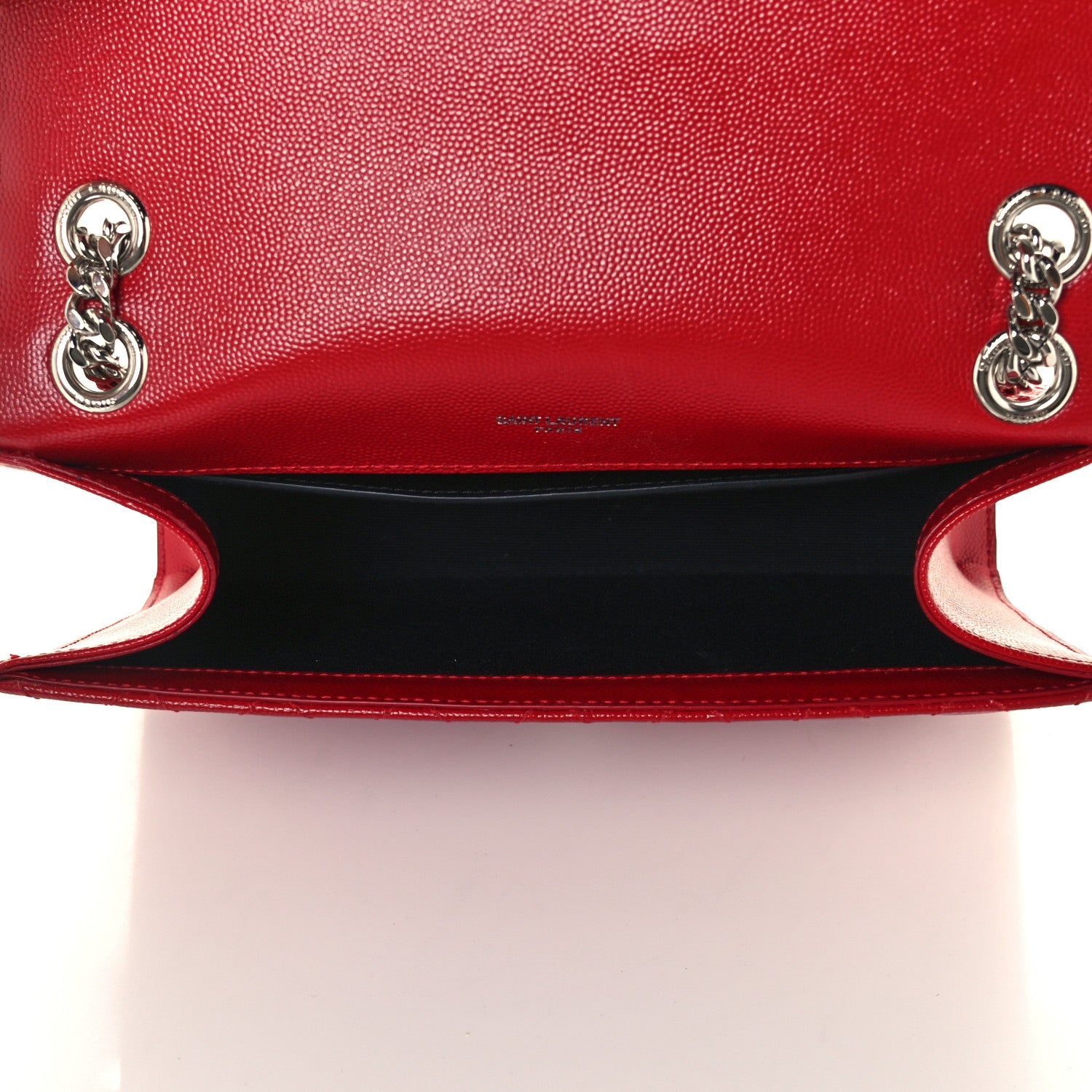 Saint Laurent Grain De Poudre Textured Mixed Matelasse Triquilt Medium Monogram Satchel New Red 5 of 12