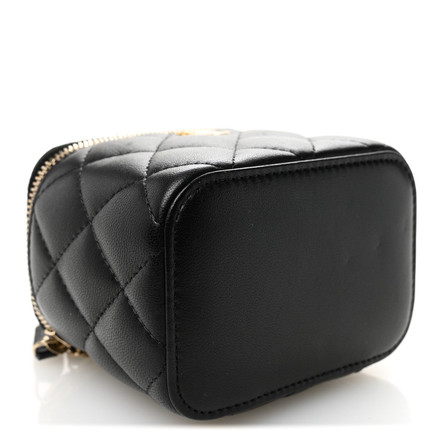 Chanel Lambskin Quilted Mini Pearl Crush Vanity Case With Chain Black 4 of 11