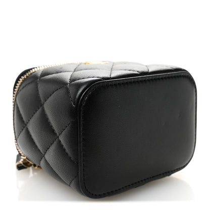 Chanel Lambskin Quilted Mini Pearl Crush Vanity Case With Chain Black 4 of 11