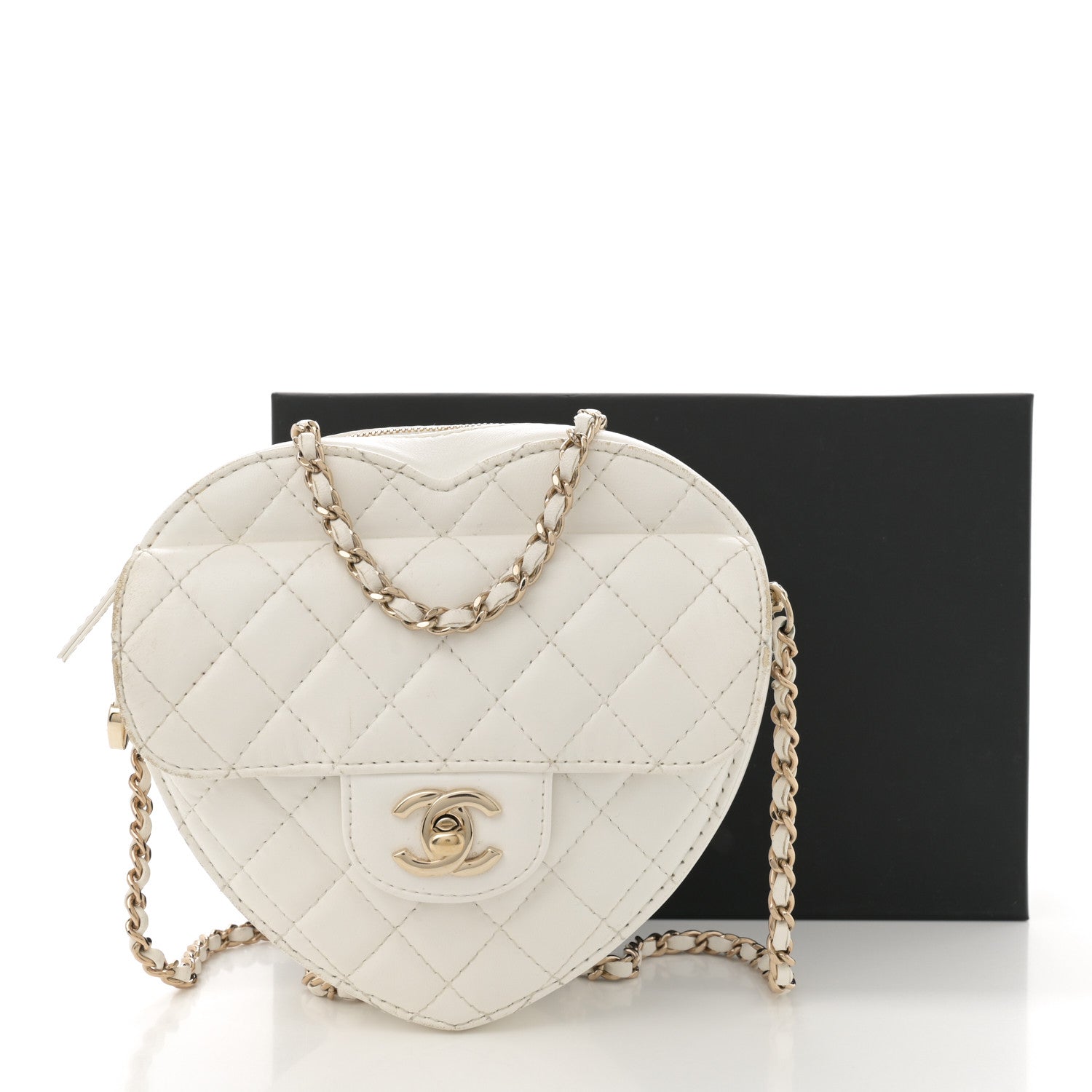 Chanel Lambskin Quilted CC In Love Heart Bag White 16 of 16