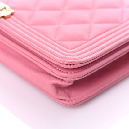 Chanel Caviar Quilted Boy Wallet On Chain WOC Pink 10 of 19