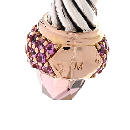 David Yurman Sterling Silver 18K Rose Gold Pink Tourmaline Pink Sapphire 5mm Cable Classics Bracelet 4 of 4