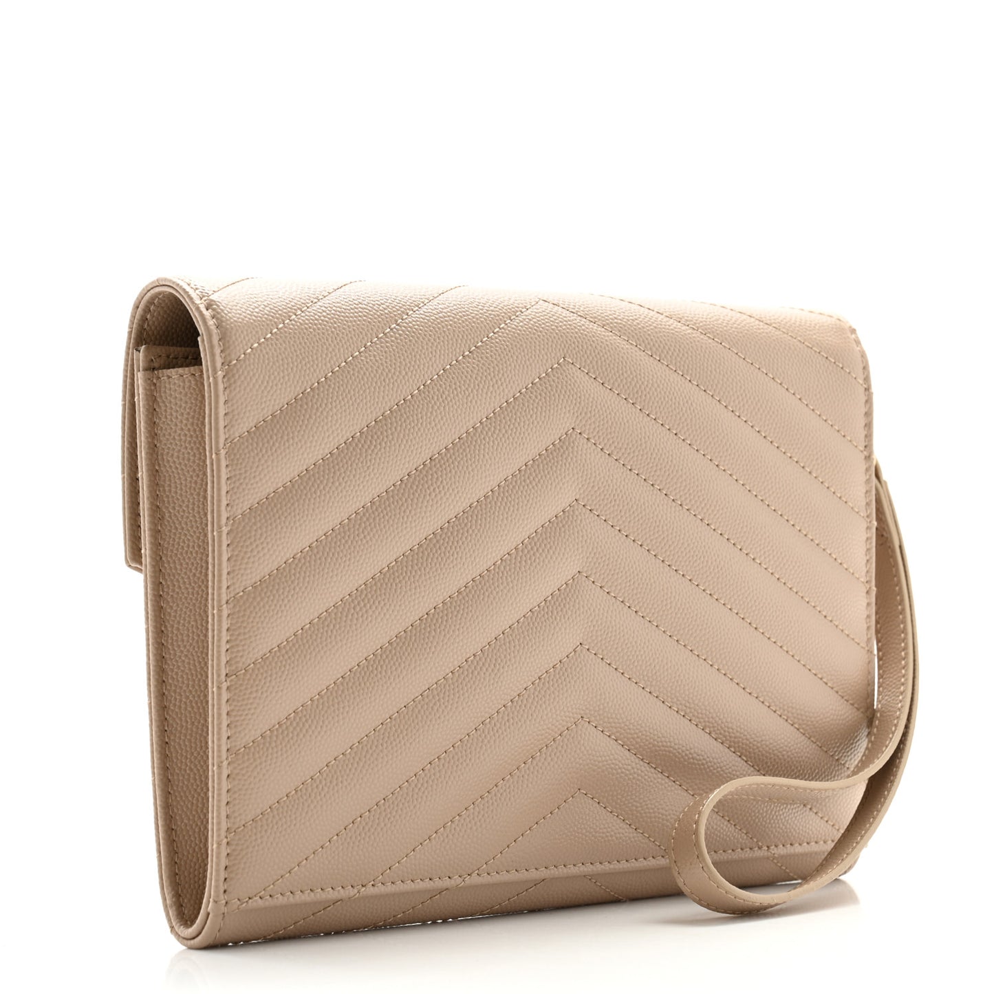 Grain De Poudre Matelasse Chevron Monogram Envelope Clutch Dark Beige