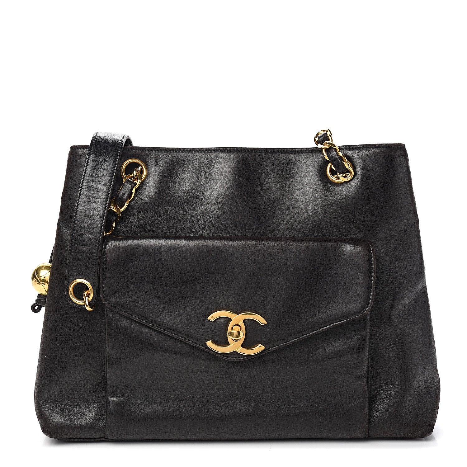 Chanel Lambskin CC Flap Shopping Tote Black 1 of 14
