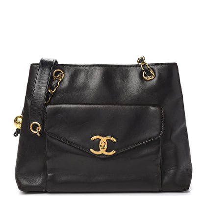 Chanel Lambskin CC Flap Shopping Tote Black 1 of 14