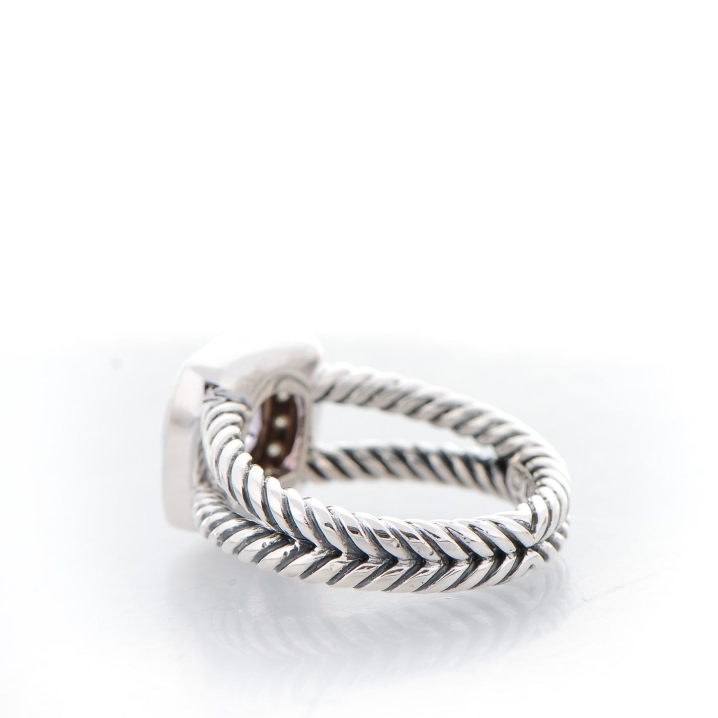 Sterling Silver Diamond Amethyst 7mm Petite Albion Ring 52 6
