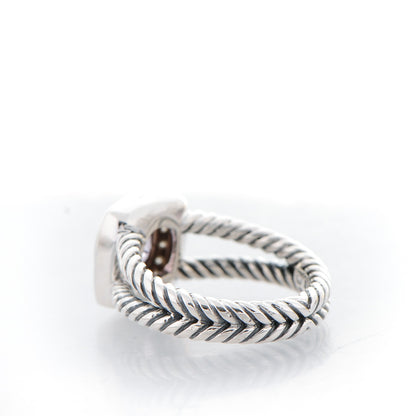 David Yurman Sterling Silver Diamond Amethyst 7mm Petite Albion Ring 52 6 3 of 4