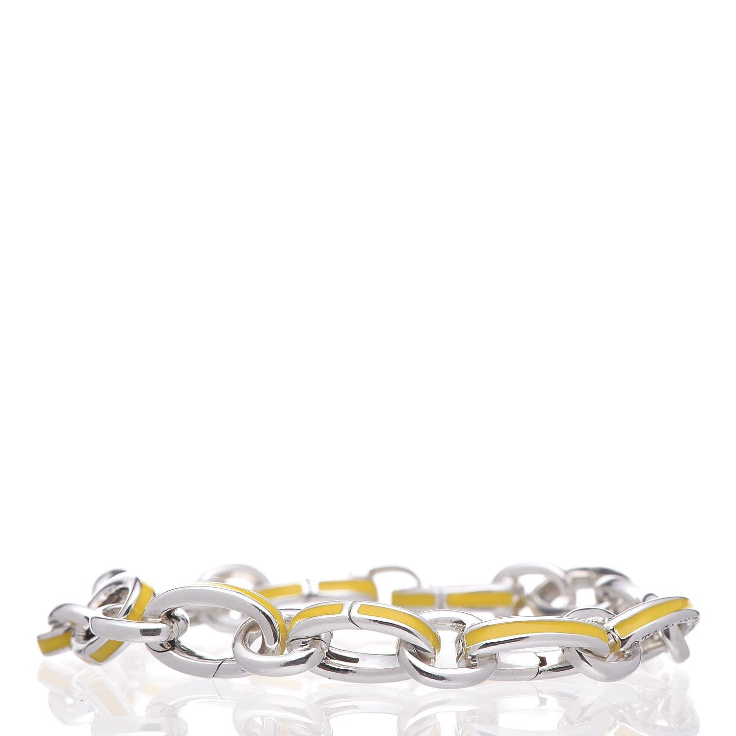 Tiffany Sterling Silver Enamel Link Bracelet Yellow 7 of 8