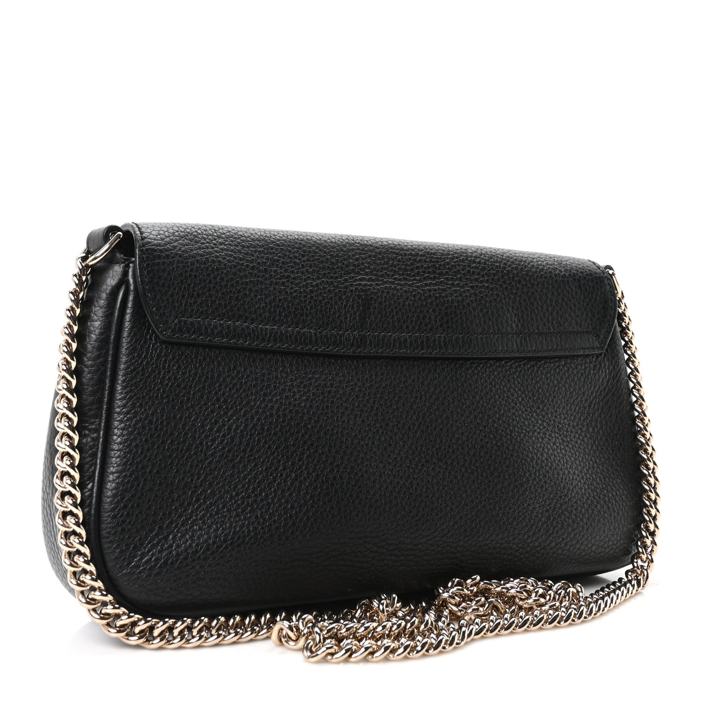 Pebbled Calfskin Medium Soho Flap Crossbody Black