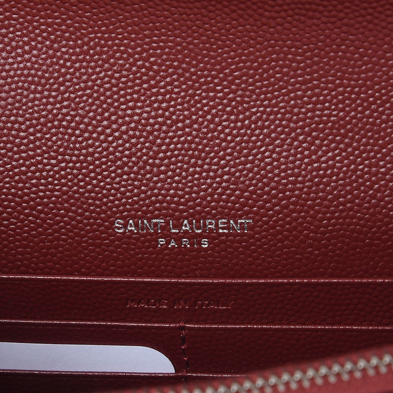 Saint Laurent Grain De Poudre Matelasse Chevron Monogram Envelope Chain Wallet Palissandre 6 of 9