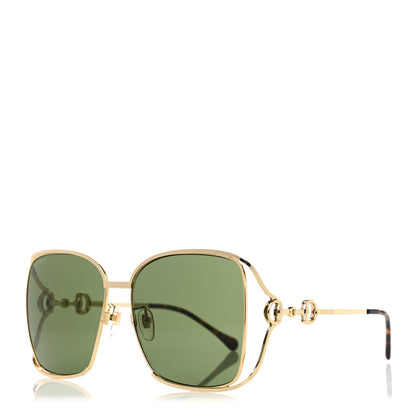 Gucci Horsebit Square Frame Sunglasses GG1020S Gold Green 1 of 8