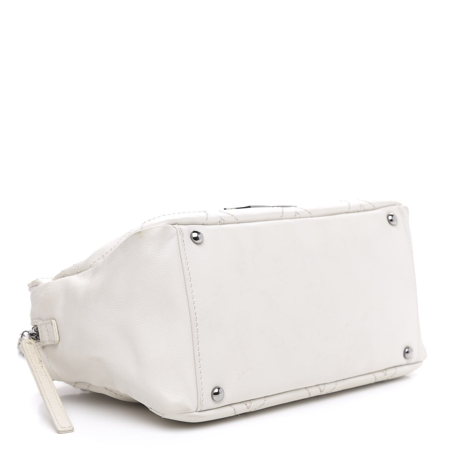 Calfskin Small Diamond Stitch Tote White