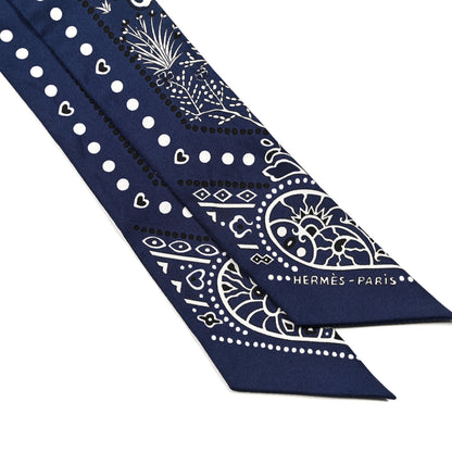 Hermes Silk Entre Ciel Et Mer Twilly Marine White Black 2 of 4
