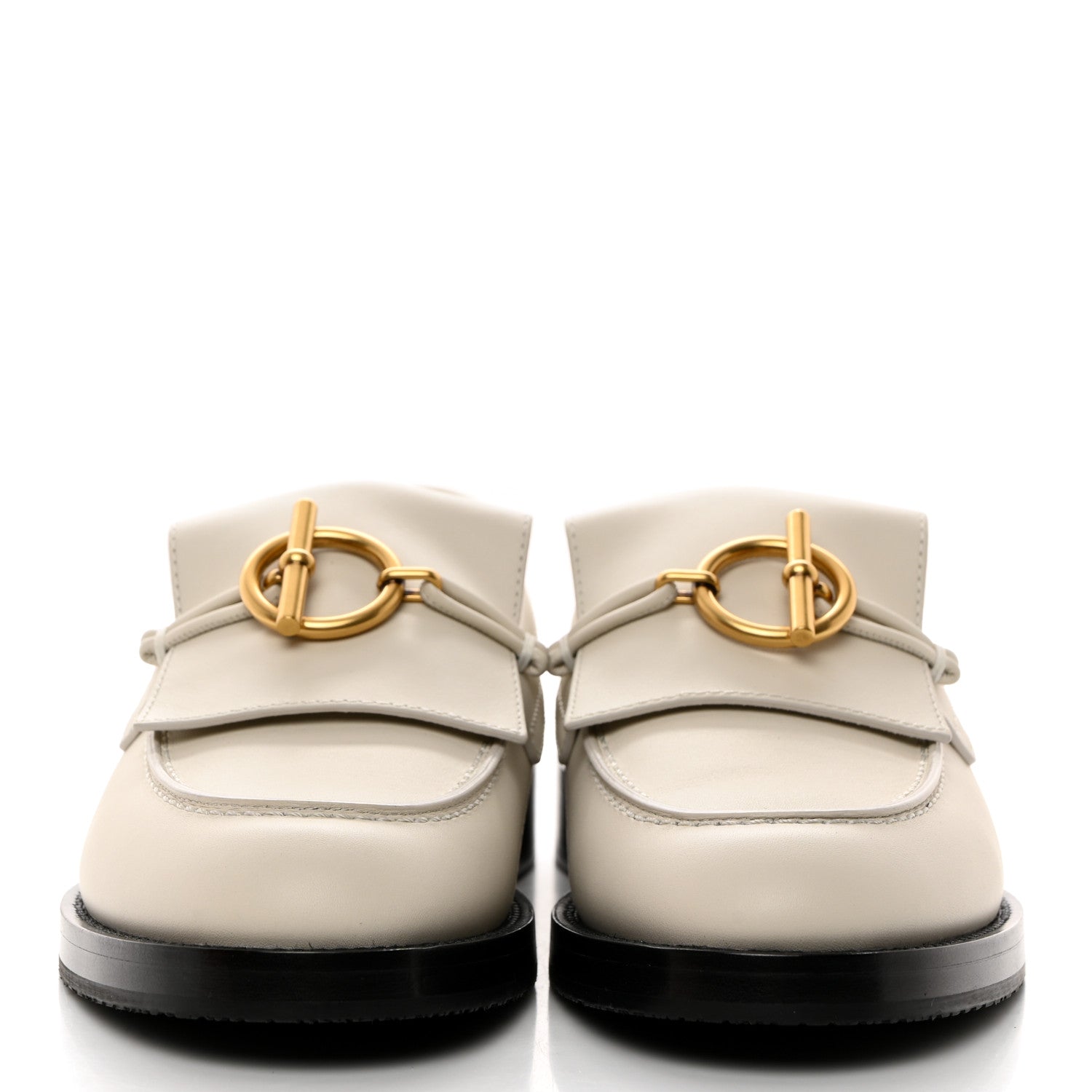 Hermes Calfskin Womens Impact Loafers 36.5 Blanc De Paris 2 of 9