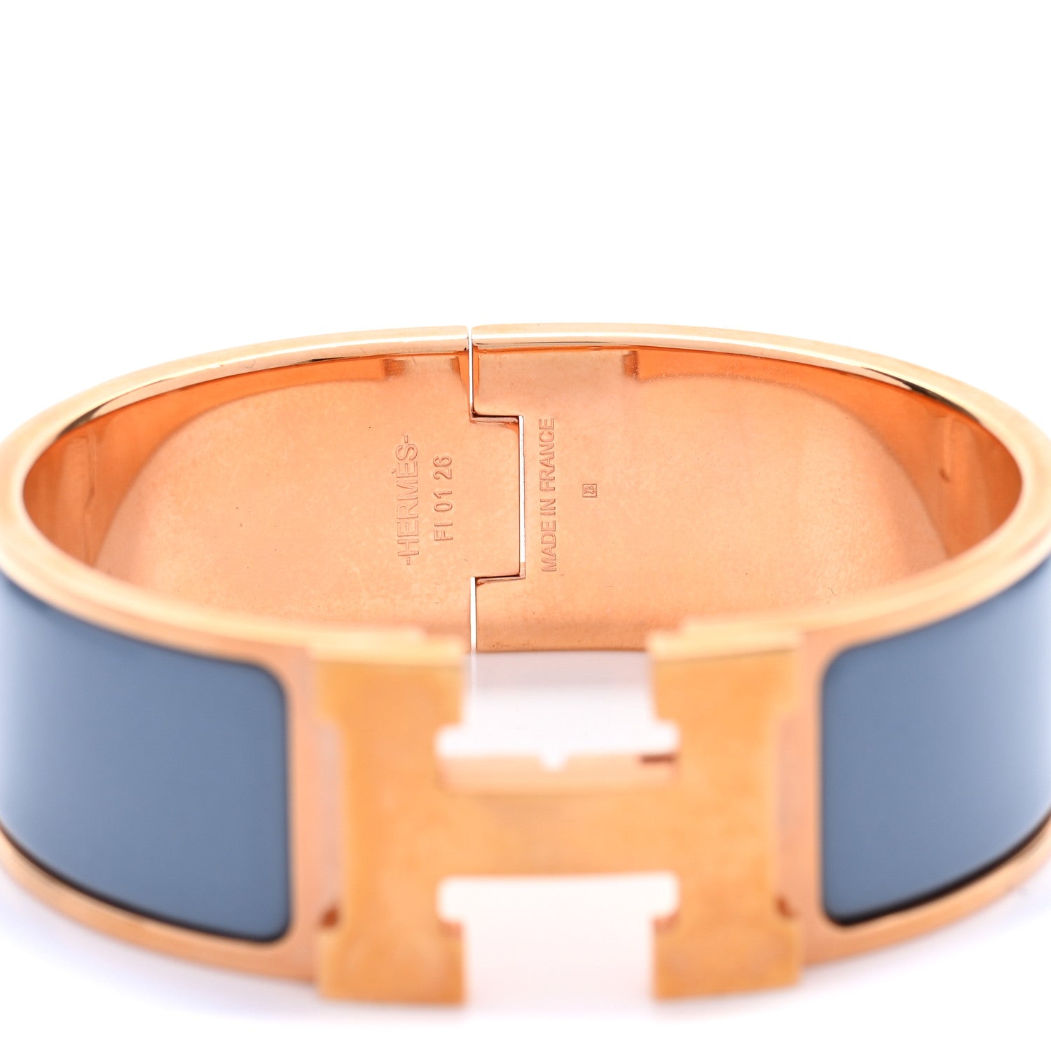 Hermes Enamel Clic Clac H Wide Bracelet PM Bleu Lin 4 of 4